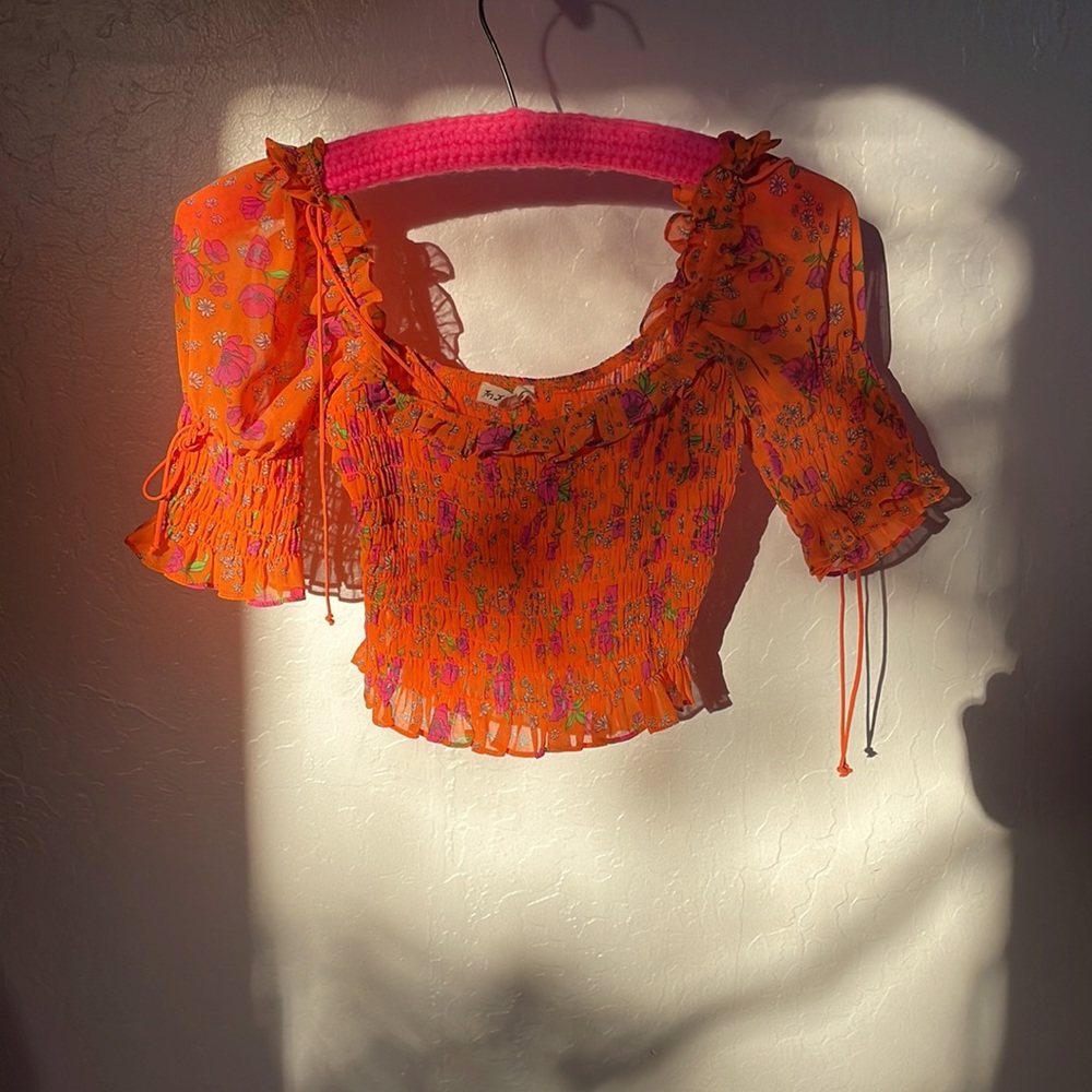 For love and lemons orange and pink crop top